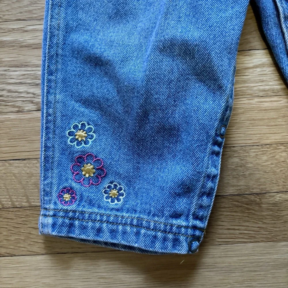 Vintage‎ Disney Mickey & Minnie Mouse Kids Denim Overalls 2T Toddler 90s Flowers